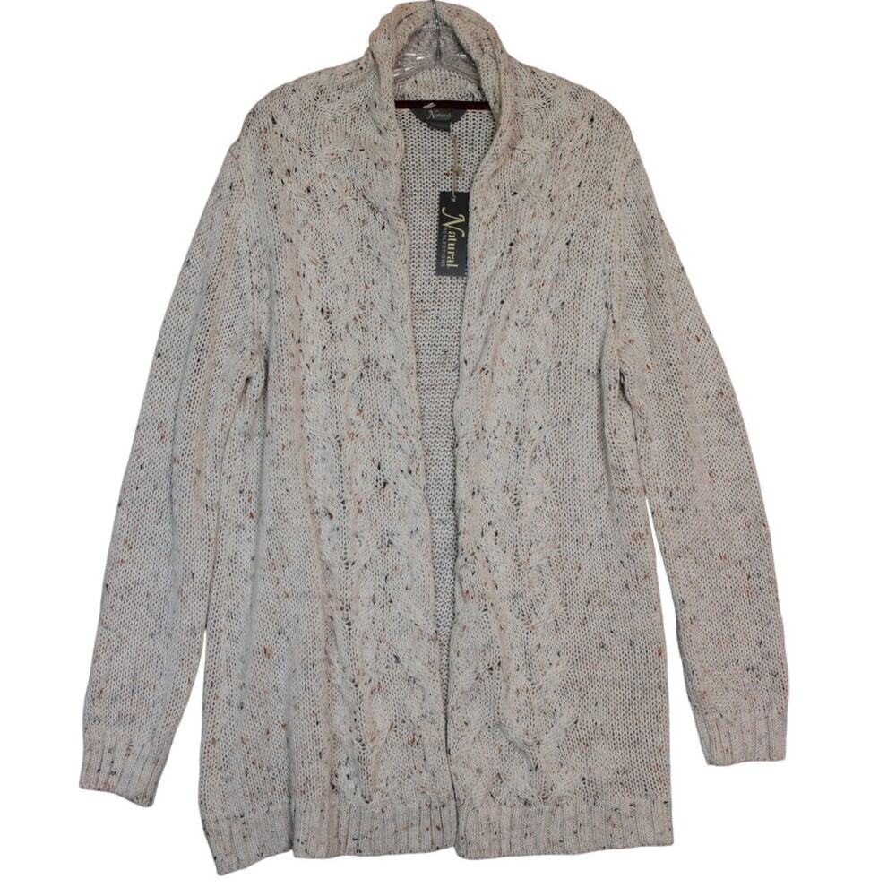 Natural Reflections NWT Women's Pristine‎ Cable Knit Open Front Cardigan Size XL